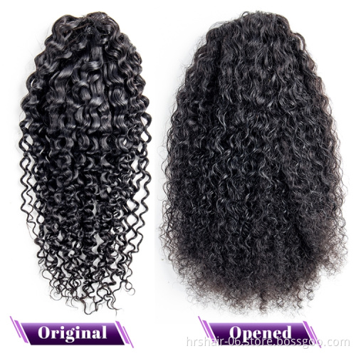 8a grade deep wave 30 inch Wholesale price Human Hair ponytail Cuticle Aligned Hair Free Sample Silky Brazilian Hair ponytail